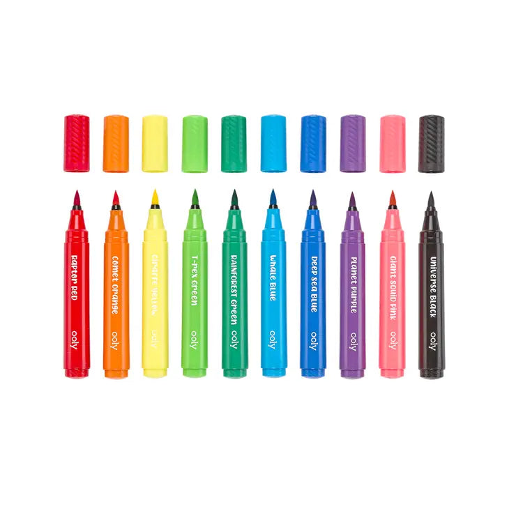 Ooly Big Bright Brush Markers - set of 10